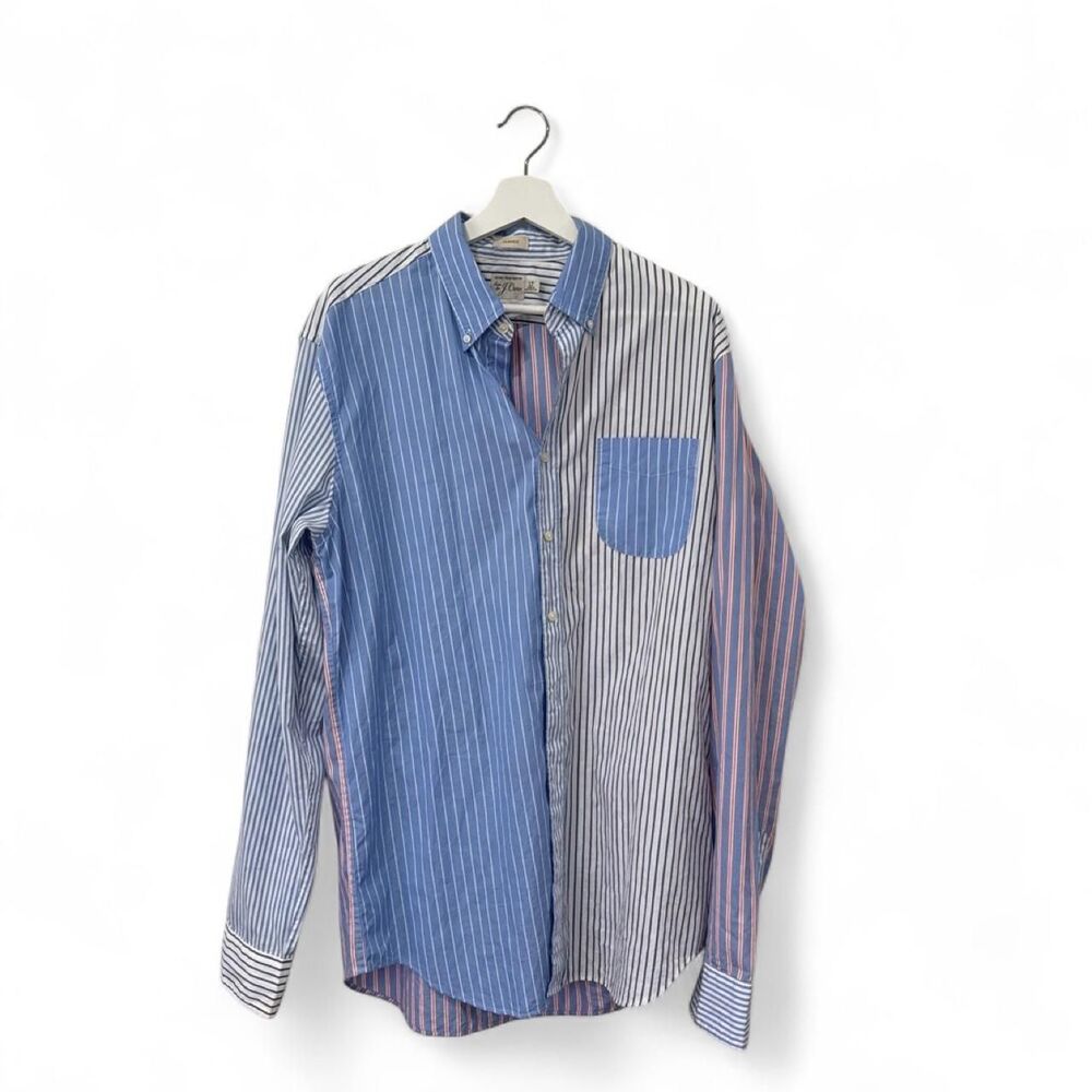 J.Crew Men’s Classic Fit Mixed Stripe Secret Wash Button Down Shirt L